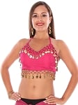 Chiffon Costume Top with Coins - DARK ROSE PINK / GOLD