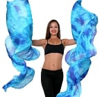 Silk Fan Veils Belly Dance Prop (Set of 2) - Tie Dye - ATLANTIS