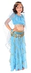 Little Girls Arabian Princess Belly Dance Sparkle Costume - TURQUOISE