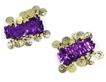 Sequin Stretch Bracelets with Coins (PAIR) - PURPLE / GOLD