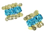 Sequin Stretch Bracelets with Coins (PAIR) - TURQUOISE / GOLD