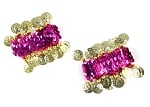 Sequin Stretch Bracelets with Coins (PAIR) - FUCHSIA / GOLD