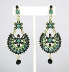 Arabian Nights Rhinestone & Crystal Earrings - GREEN / TURQUOISE