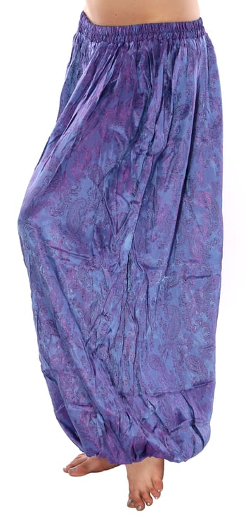 Brocade Full Pantaloons Harem Pants - PURPLE / BLUE