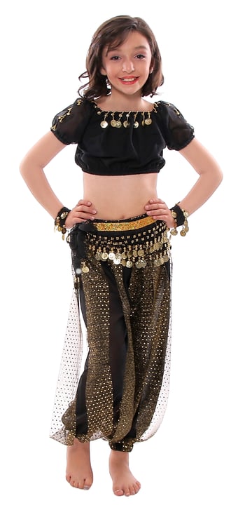 5-Piece Little Girls Arabian Princess Genie Kids Costume - BLACK