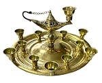 Egyptian Brass Tea Set Balancing Tray with Magic Lamp - GOLD