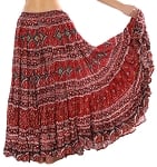 25 Yard Patterned Cotton Dance Skirt - MAROON / MULTI