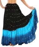 25 Yard Bindi Sari Dance Skirt - BLACK / TURQUOISE / BLUE