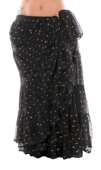 25 Yard Tribal Skirt with Gold Lurex Pattern - BLACK