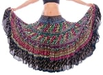 25 Yard Embroidered Tribal Shisha Skirt - BLACK / MULTI
