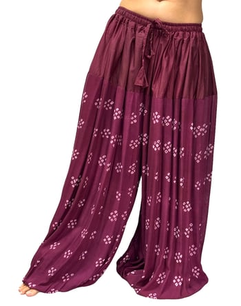 Jaipur Print Cotton Tribal Harem Pants - BURGUNDY