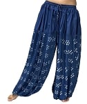 Jaipur Print Cotton Fusion Style Harem Pants - BLUE