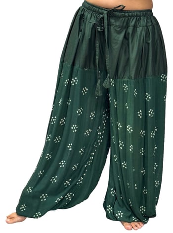 Jaipur Print Cotton Tribal Harem Pants - GREEN