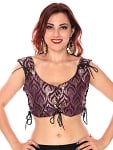 Banarsi Lace Up Metallic Choli Bodice  - PURPLE PLUM / GOLD  