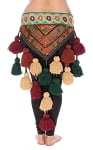 Tribal Tassel Belt with Embroidered Designs & Shisha Mirrors - EARTH TONES