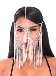 Metal Chain Face Veil with Chain Fringe - SILVER