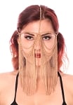 Metal Chain Face Veil with Chain Fringe - GOLD