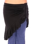 Ruched Overskirt with Ruffled Hem - BLACK