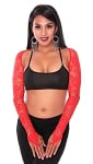 Long Sleeve Lace Shrug with Finger Loops - RED