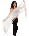 CAIRO COLLECTION: Rectangular Assuit Shawl - IVORY / SILVER