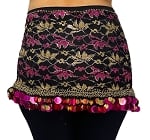 Egyptian Mesh Hipscarf with Coins and Paillettes - FUCHSIA / GOLD