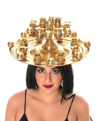 2-Level Tea Set Balancing Tray from Egypt - GOLD