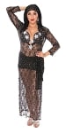 CAIRO COLLECTION: Lace Beledi Saidi Dress from Egypt - BLACK / SILVER STARS