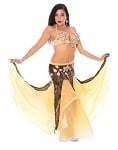 CAIRO COLLECTION: Professional Belly Dance Costume from Egypt - BLACK / SOFT YELLOW CREAM