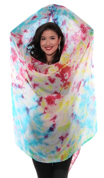 Tie-Dye Silk Bellydance Veil - SKY FIRE