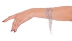 10 Row Rhinestone Fringe Cuff / Bracelet - CLEAR CRYSTAL  /  SILVER