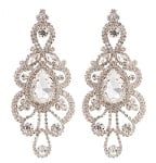 Large Rhinestone Teardrop Chandelier Earrings - CLEAR CRYSTAL / GOLD