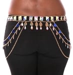 Chain Costume Belt with AB Crystals and Side Drapes - GOLD