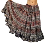 25 Yard Printed Cotton Skirt - BURGUNDY / BLACK / YELLOW