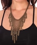 Chainmail Necklace with Chain Tassels - ANTIQUE BRONZE