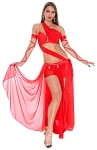 Elegant 4-Piece Belly Dance Costume - RED