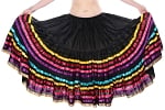 15 Yard Cotton Skirt with Multi-Colored Satin Ribbons - BLACK