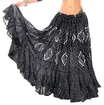 25 Yard Assuit Print Tribal Skirt - BLACK / SILVER