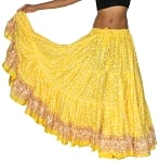 25 Yard Jodha Maharani Cotton Dance Skirt - GOLDEN YELLOW