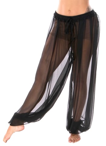 Chiffon Harem Pants - BLACK