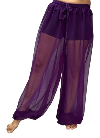 Chiffon Harem Pants - DARK PURPLE