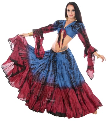 Cotton Tie Dye Tribal Skirt and Choli Set - MIDNIGHT FAIRY