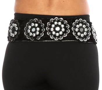 Turkaman Button Medallion Belt - BLACK / SILVER