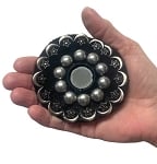 Turkaman Button Medallion - BLACK / SILVER