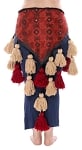 Tribal Tassel Belt with Embroidered Designs & Shisha Mirrors - AUTUMN BURGUNDY / CREAM