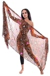 Jaipur Batik Tie Dye Veil with Pearls, Mirrors and Shells - BURNT SIENNA