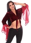 Crushed Velvet Choli Tie Top - BURGUNDY