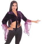 Crushed Velvet Choli Tie Top - PURPLE