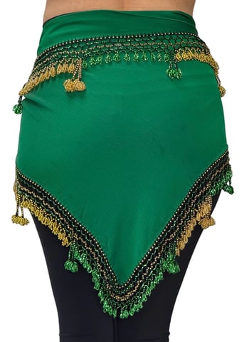 Egyptian Beaded Hip Scarf / Shawl - GREEN/GOLD