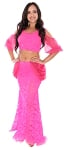 Lace and Chiffon Dance Costume / Practice Set - HOT PINK