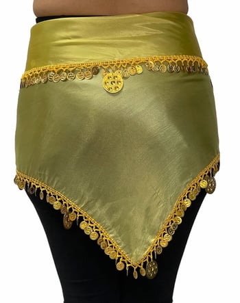 Egyptian Chiffon Hip Scarf with Coins - YELLOW